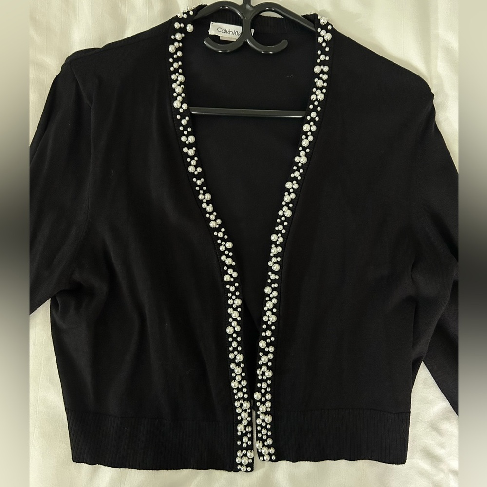 Cropped Calvin Klein Cardigan With Pearl Detailing